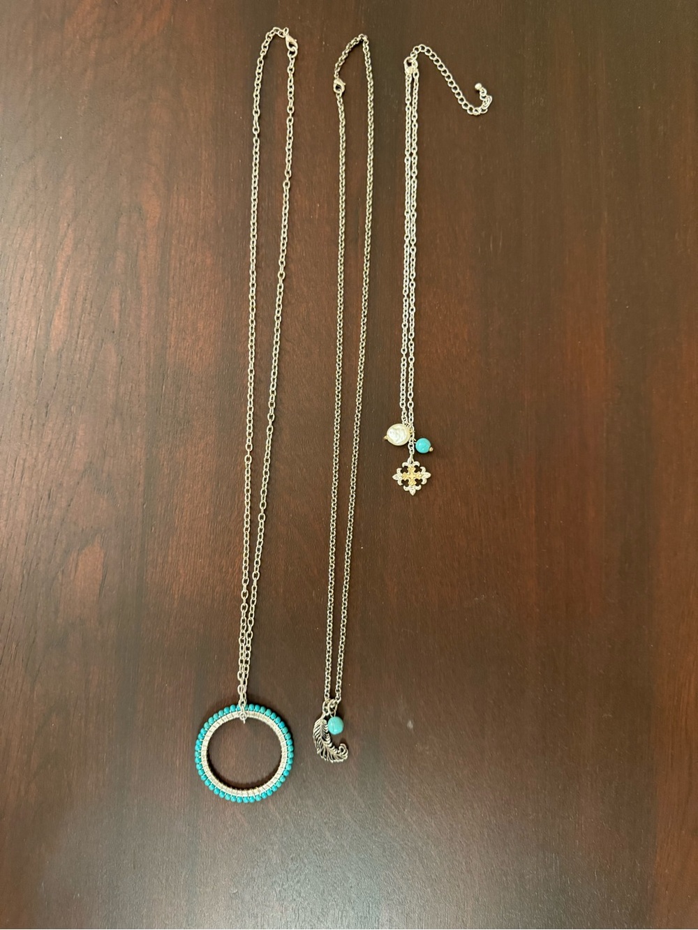 Boho Turquoise Silver-Tone Necklace Lot – Set of 3